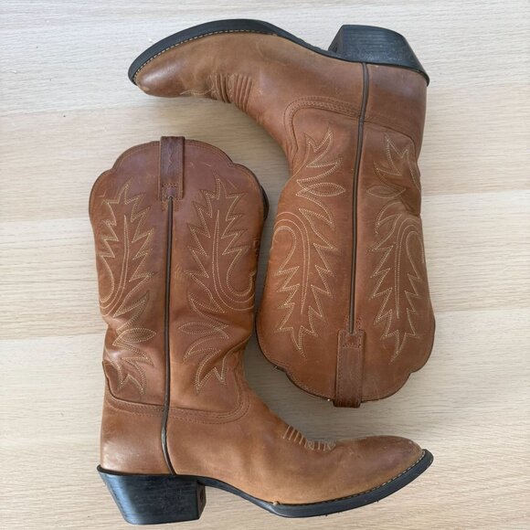 Ariat Womens Western Cowboy Boots 6B Brown Leather Embroidered Design Pull-On - Picture 7 of 8